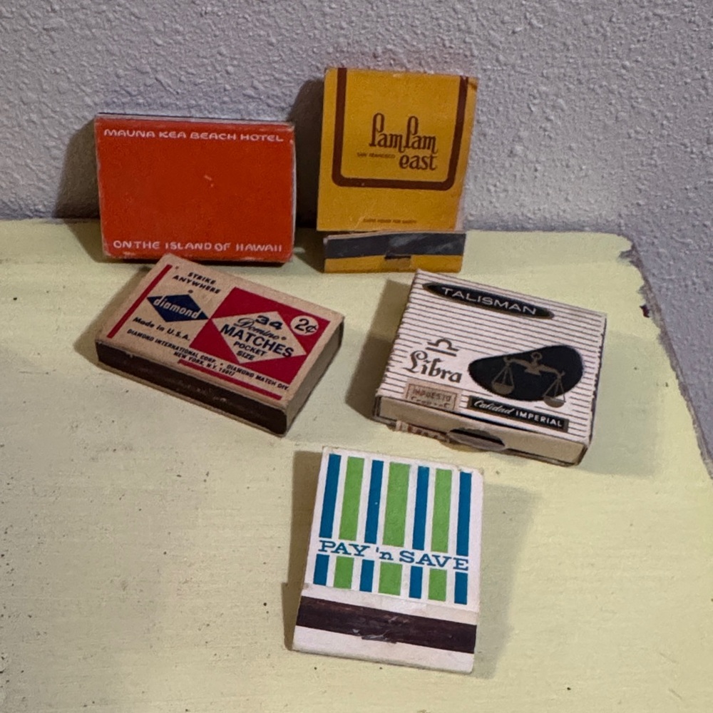 Vintage Matchbook & Matchbox Collection 5 pieces